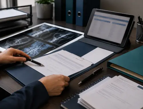 Medico-legal reports and treatment referral documents prepared for solicitor review
